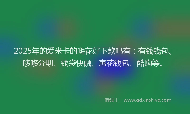 2025年的爱米卡的嗨花好下款吗有：有钱钱包、哆哆分期、钱袋快融、惠花钱包、酷购等。