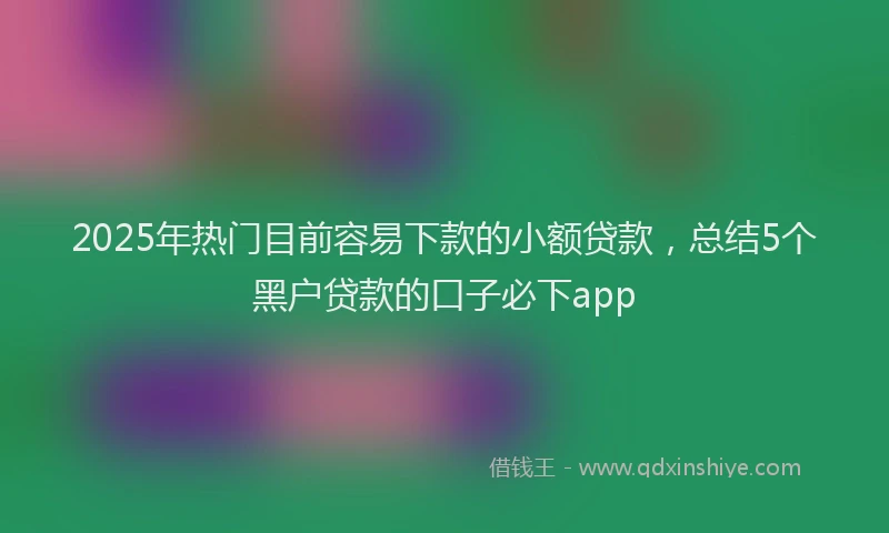2025年热门目前容易下款的小额贷款，总结5个黑户贷款的口子必下app
