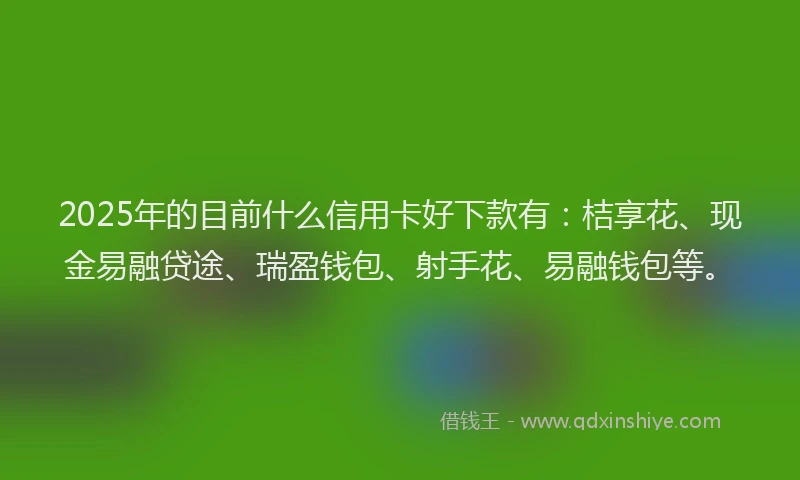 2025年的目前什么信用卡好下款有：桔享花、现金易融贷途、瑞盈钱包、射手花、易融钱包等。