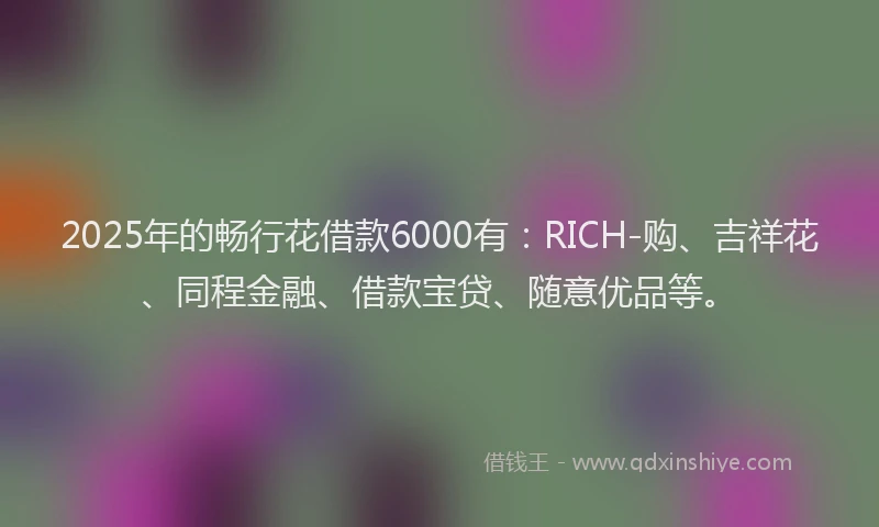 2025年的畅行花借款6000有：RICH-购、吉祥花、同程金融、借款宝贷、随意优品等。