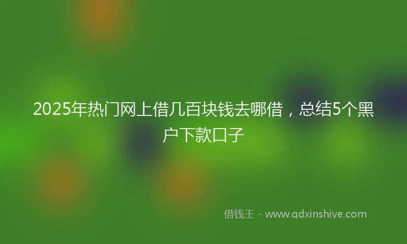 2025年热门网上借几百块钱去哪借，总结5个黑户下款口子