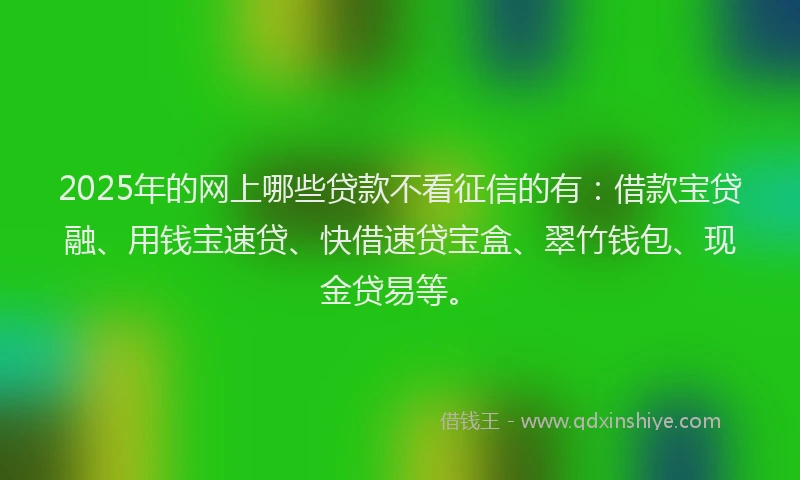 2025年的网上哪些贷款不看征信的有：借款宝贷融、用钱宝速贷、快借速贷宝盒、翠竹钱包、现金贷易等。