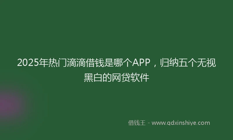 2025年热门滴滴借钱是哪个APP，归纳五个无视黑白的网贷软件