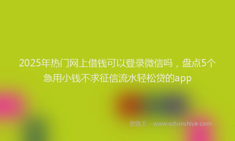 2025年热门网上借钱可以登录微信吗，盘点5个急用小钱不求征信流水轻松贷的app