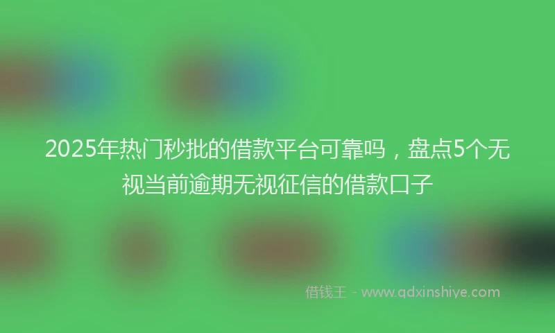 2025年热门秒批的借款平台可靠吗，盘点5个无视当前逾期无视征信的借款口子