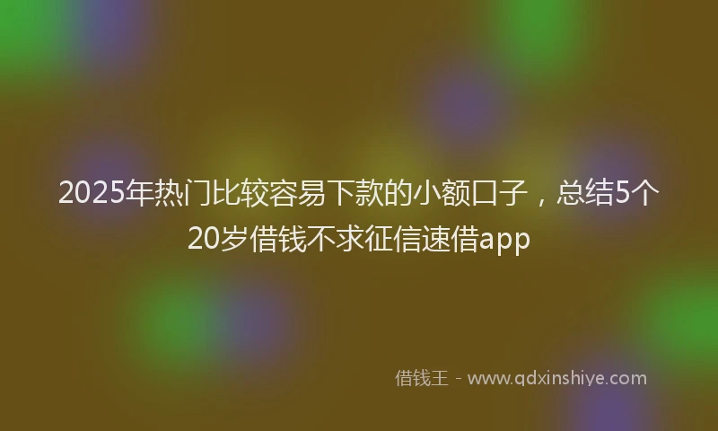 2025年热门比较容易下款的小额口子，总结5个20岁借钱不求征信速借app