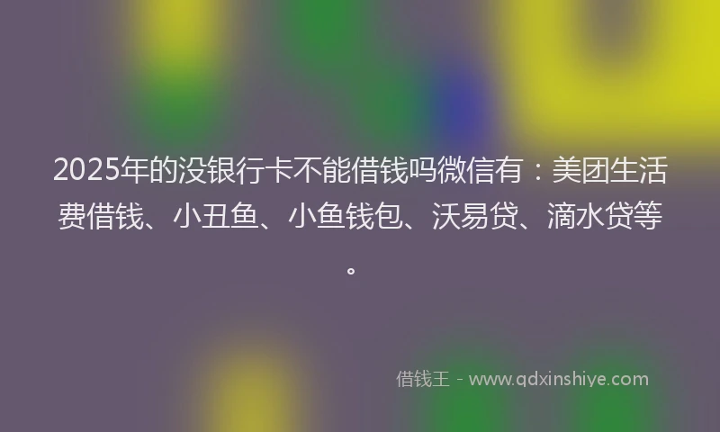 2025年的没银行卡不能借钱吗微信有：美团生活费借钱、小丑鱼、小鱼钱包、沃易贷、滴水贷等。
