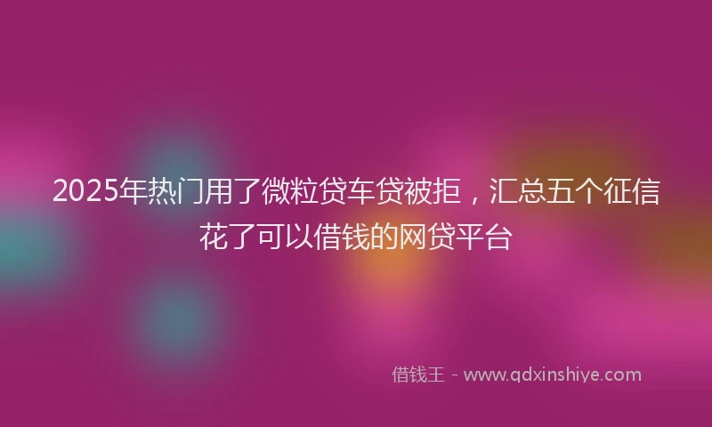 2025年热门用了微粒贷车贷被拒，汇总五个征信花了可以借钱的网贷平台