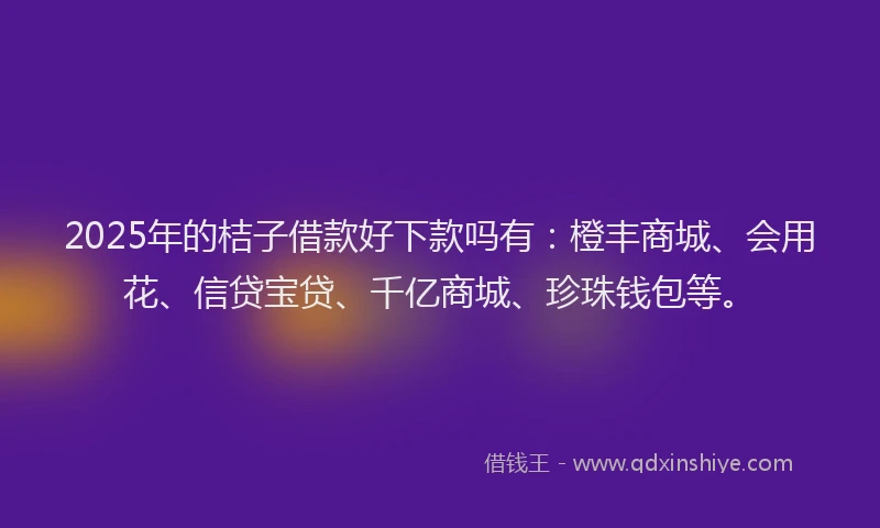 2025年的桔子借款好下款吗有：橙丰商城、会用花、信贷宝贷、千亿商城、珍珠钱包等。