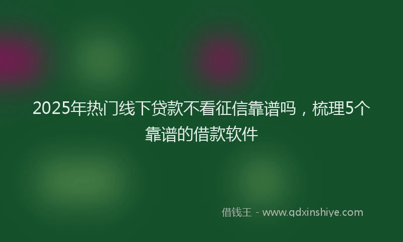 2025年热门线下贷款不看征信靠谱吗，梳理5个靠谱的借款软件