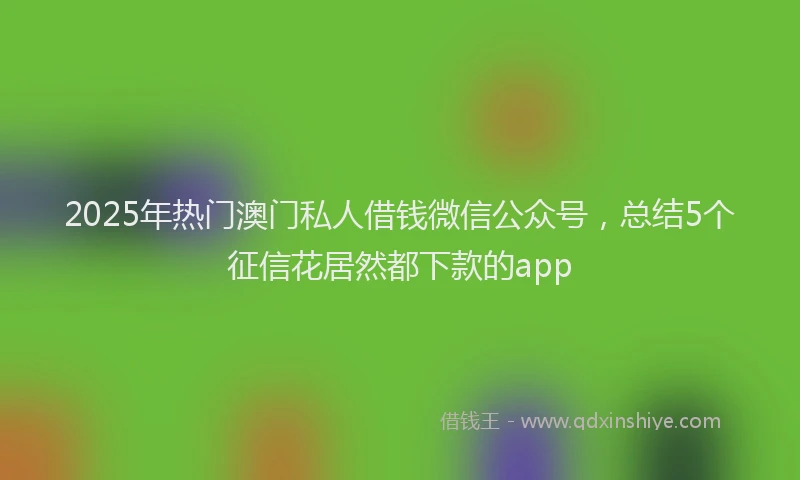 2025年热门澳门私人借钱微信公众号，总结5个征信花居然都下款的app