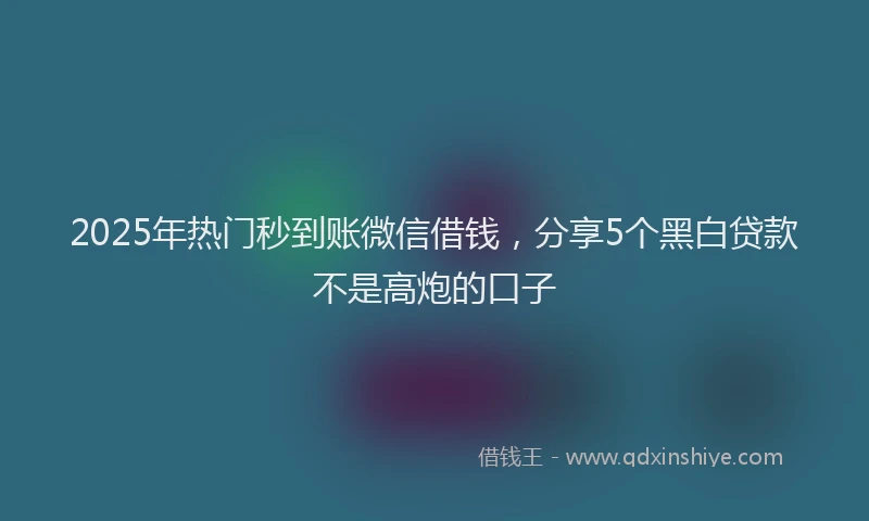 2025年热门秒到账微信借钱，分享5个黑白贷款不是高炮的口子