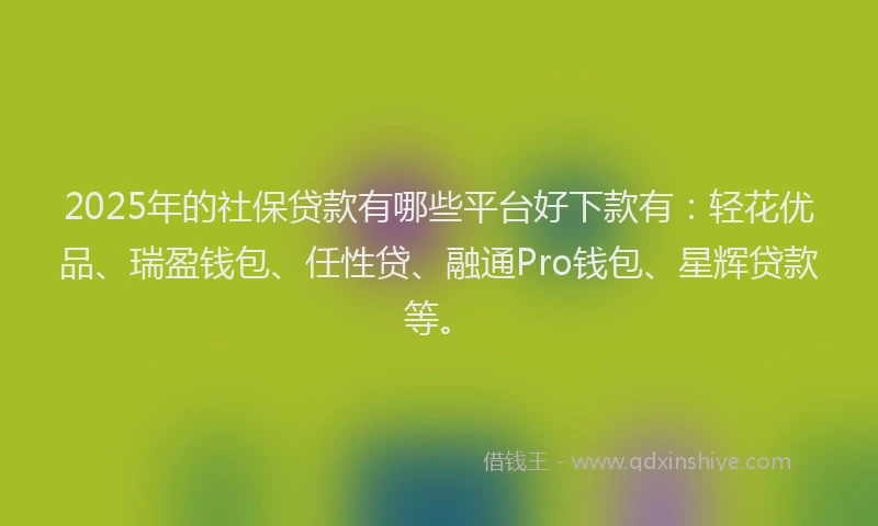 2025年的社保贷款有哪些平台好下款有：轻花优品、瑞盈钱包、任性贷、融通Pro钱包、星辉贷款等。