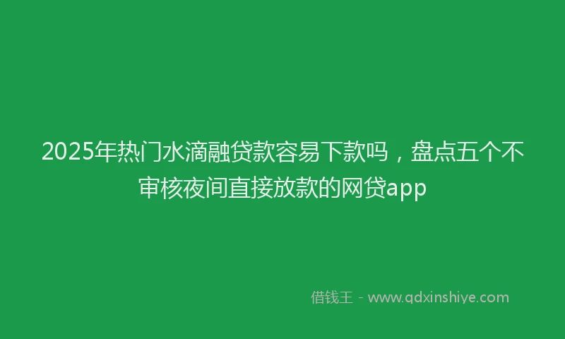 2025年热门水滴融贷款容易下款吗，盘点五个不审核夜间直接放款的网贷app