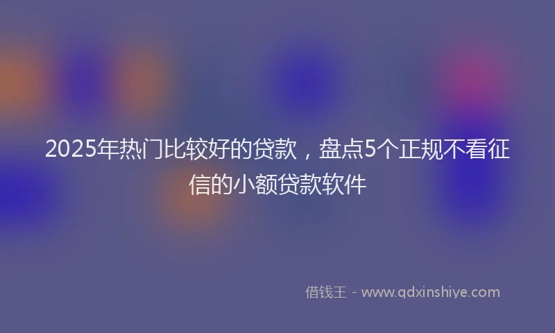 2025年热门比较好的贷款，盘点5个正规不看征信的小额贷款软件