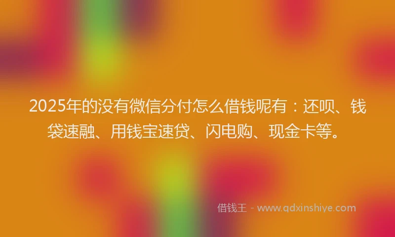 2025年的没有微信分付怎么借钱呢有：还呗、钱袋速融、用钱宝速贷、闪电购、现金卡等。
