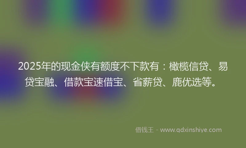 2025年的现金侠有额度不下款有：橄榄信贷、易贷宝融、借款宝速借宝、省薪贷、鹿优选等。