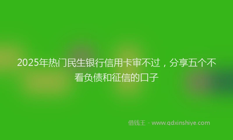 2025年热门民生银行信用卡审不过，分享五个不看负债和征信的口子