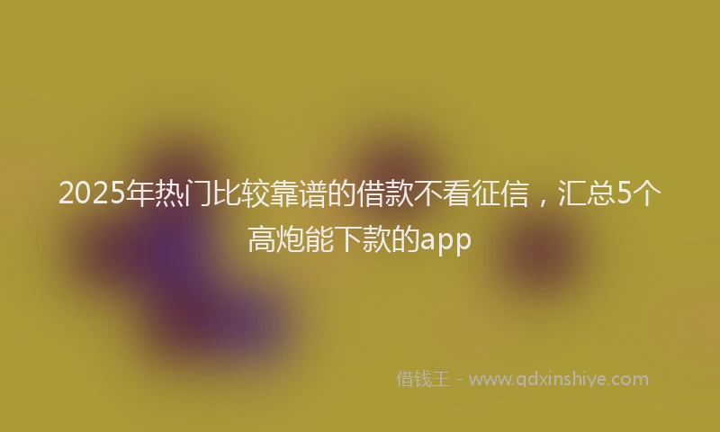 2025年热门比较靠谱的借款不看征信，汇总5个高炮能下款的app