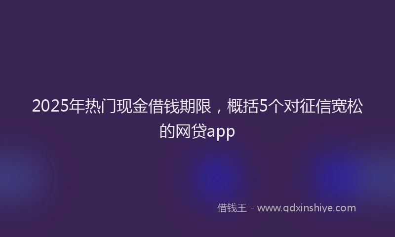2025年热门现金借钱期限，概括5个对征信宽松的网贷app