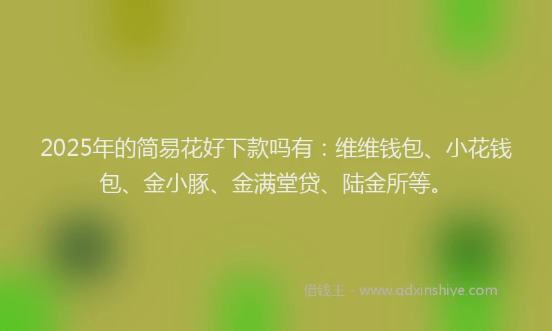 2025年的简易花好下款吗有：维维钱包、小花钱包、金小豚、金满堂贷、陆金所等。