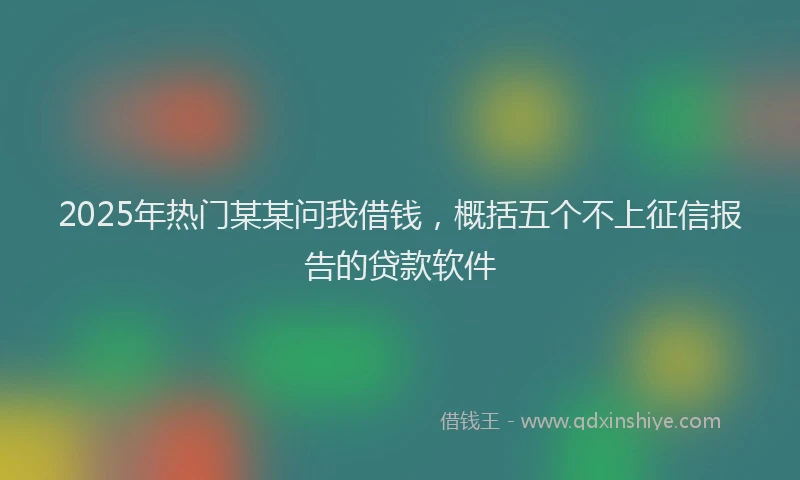 2025年热门某某问我借钱，概括五个不上征信报告的贷款软件