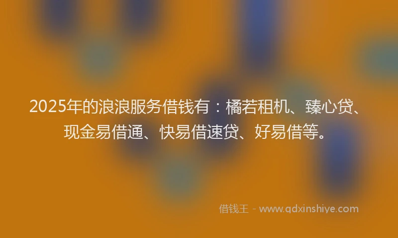 2025年的浪浪服务借钱有：橘若租机、臻心贷、现金易借通、快易借速贷、好易借等。