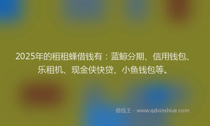2025年的租租蜂借钱有：蓝鲸分期、信用钱包、乐租机、现金侠快贷、小鱼钱包等。