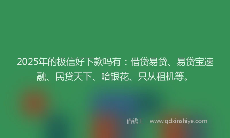 2025年的极信好下款吗有：借贷易贷、易贷宝速融、民贷天下、哈银花、只从租机等。