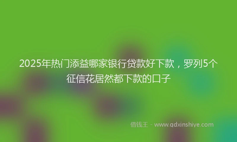 2025年热门添益哪家银行贷款好下款，罗列5个征信花居然都下款的口子