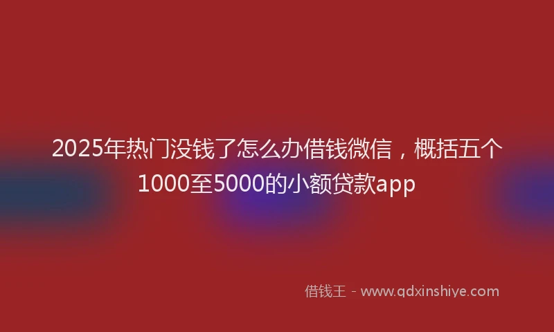 2025年热门没钱了怎么办借钱微信，概括五个1000至5000的小额贷款app