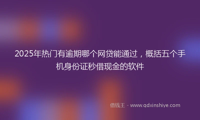 2025年热门有逾期哪个网贷能通过，概括五个手机身份证秒借现金的软件