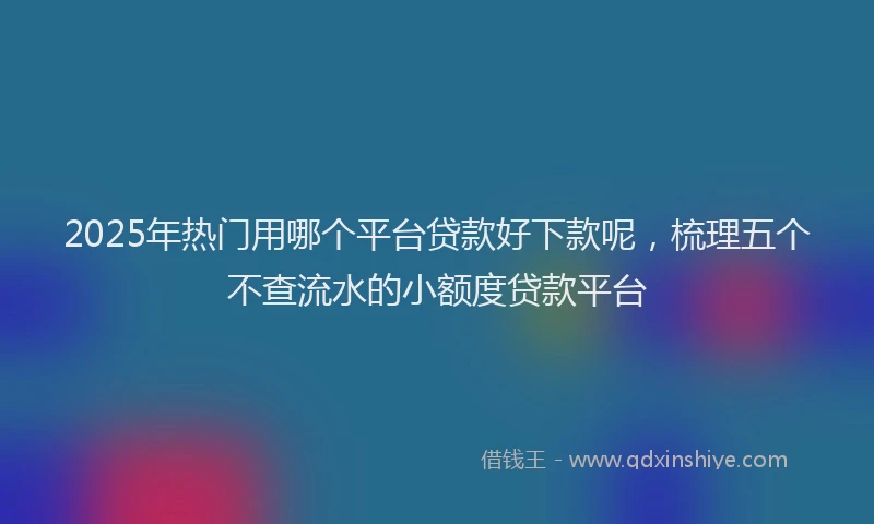 2025年热门用哪个平台贷款好下款呢，梳理五个不查流水的小额度贷款平台