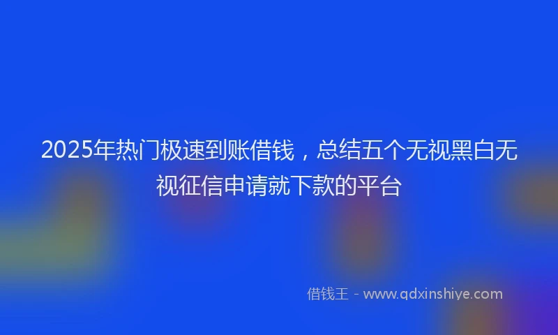 2025年热门极速到账借钱，总结五个无视黑白无视征信申请就下款的平台