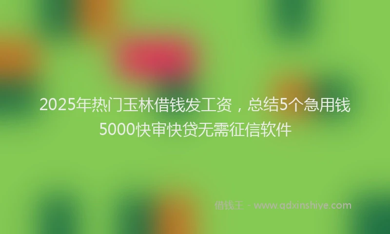 2025年热门玉林借钱发工资，总结5个急用钱5000快审快贷无需征信软件