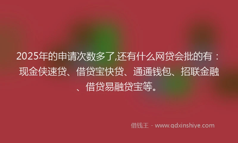 2025年的申请次数多了,还有什么网贷会批的有：现金侠速贷、借贷宝快贷、通通钱包、招联金融、借贷易融贷宝等。
