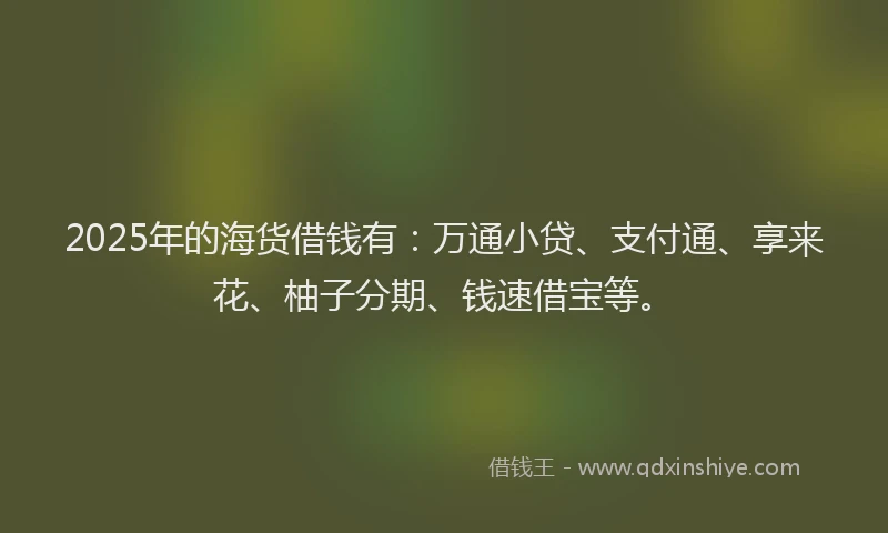 2025年的海货借钱有：万通小贷、支付通、享来花、柚子分期、钱速借宝等。