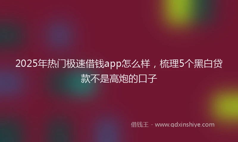 2025年热门极速借钱app怎么样，梳理5个黑白贷款不是高炮的口子