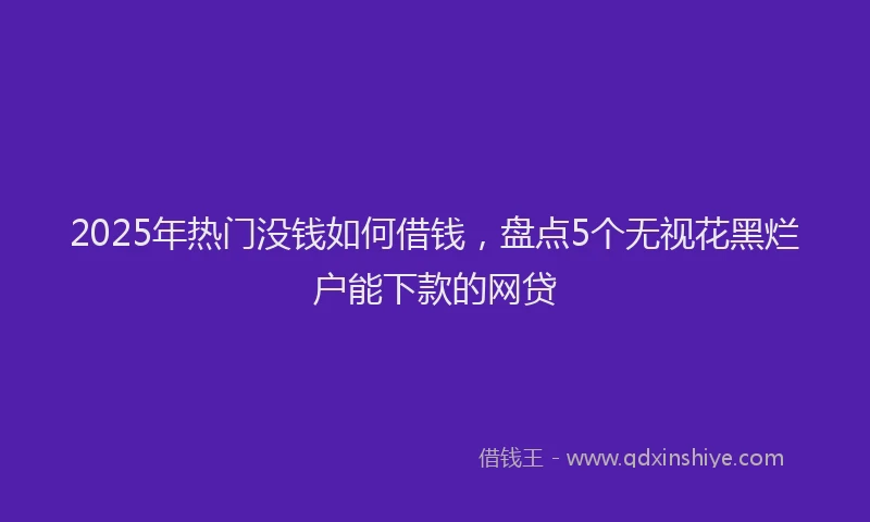 2025年热门没钱如何借钱，盘点5个无视花黑烂户能下款的网贷