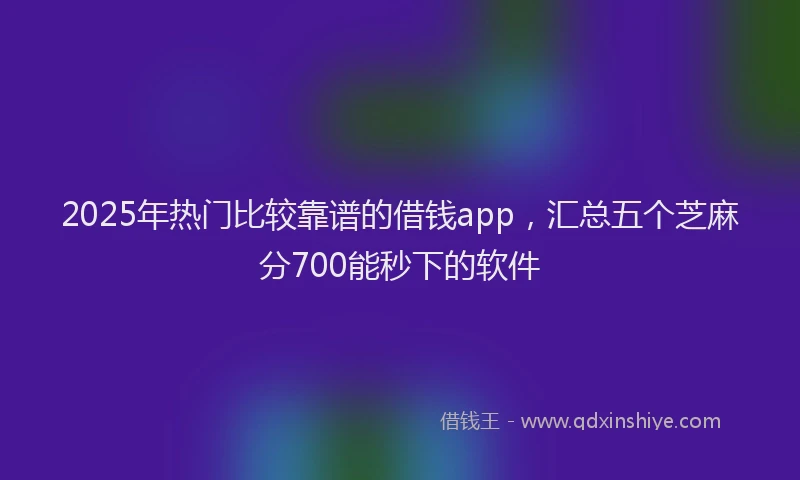 2025年热门比较靠谱的借钱app，汇总五个芝麻分700能秒下的软件