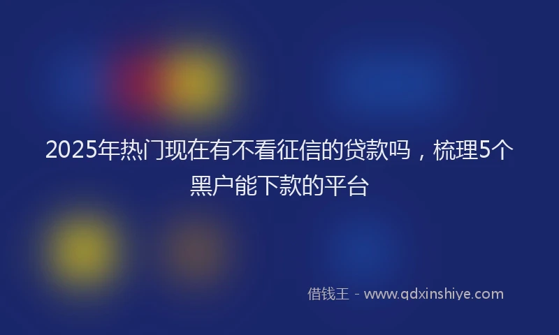 2025年热门现在有不看征信的贷款吗，梳理5个黑户能下款的平台