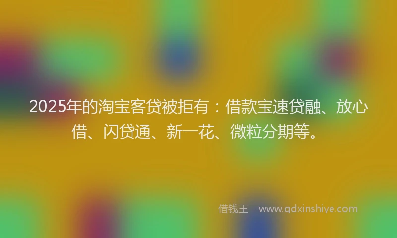 2025年的淘宝客贷被拒有：借款宝速贷融、放心借、闪贷通、新一花、微粒分期等。