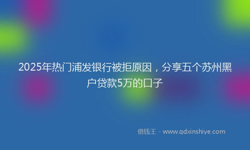 2025年热门浦发银行被拒原因，分享五个苏州黑户贷款5万的口子