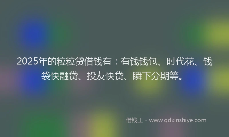 2025年的粒粒贷借钱有：有钱钱包、时代花、钱袋快融贷、投友快贷、瞬下分期等。