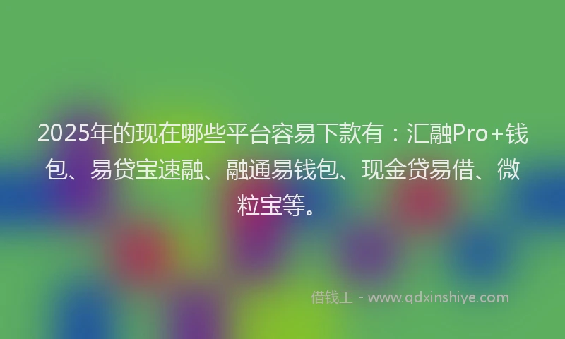 2025年的现在哪些平台容易下款有：汇融Pro+钱包、易贷宝速融、融通易钱包、现金贷易借、微粒宝等。