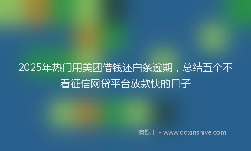 2025年热门用美团借钱还白条逾期，总结五个不看征信网贷平台放款快的口子