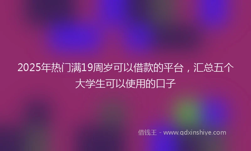 2025年热门满19周岁可以借款的平台，汇总五个大学生可以使用的口子