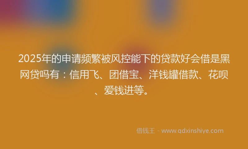 2025年的申请频繁被风控能下的贷款好会借是黑网贷吗有：信用飞、团借宝、洋钱罐借款、花呗、爱钱进等。
