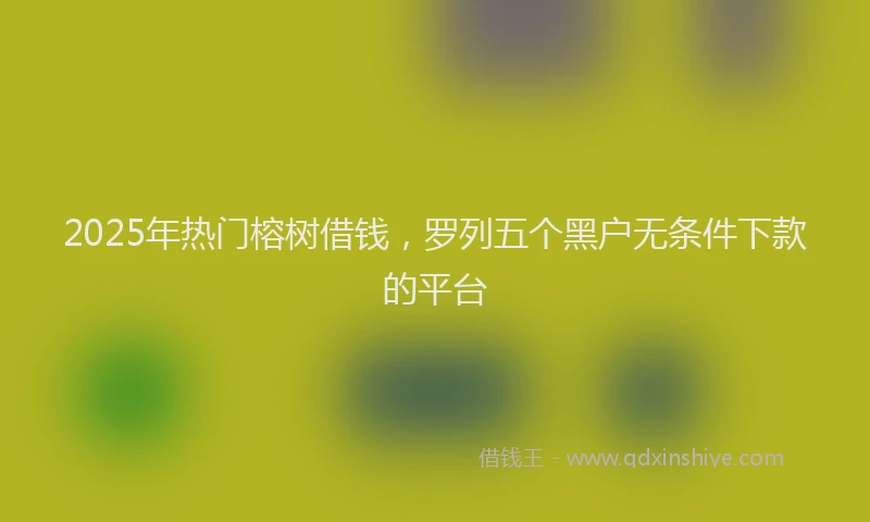 2025年热门榕树借钱，罗列五个黑户无条件下款的平台