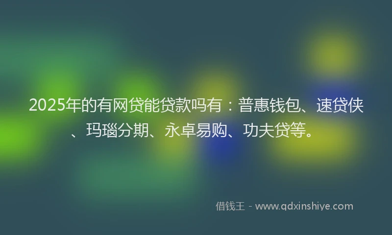2025年的有网贷能贷款吗有：普惠钱包、速贷侠、玛瑙分期、永卓易购、功夫贷等。